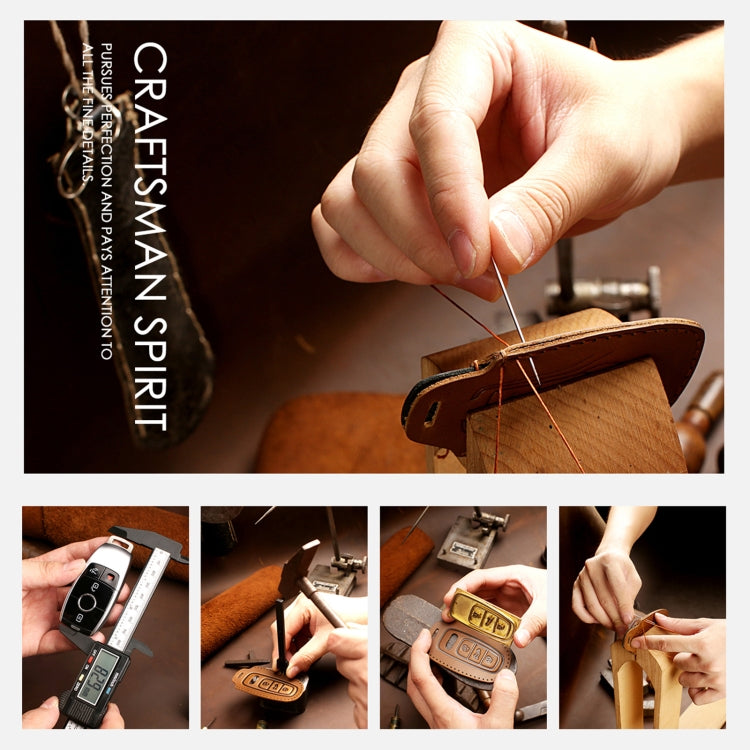 Hallmo Car Cowhide Leather Key Protective Cover Key Case for Hyundai 6-button, For Hyundai 6-button
