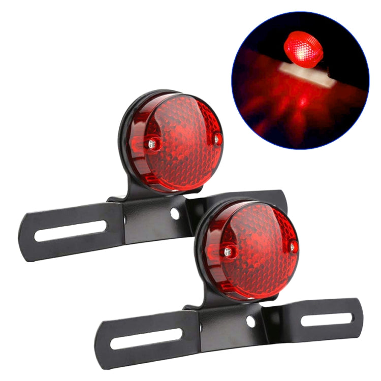 2 PCS Motorcycle Retro Round Brake Light with License Plate Holder, Retro Round Brake Light
