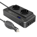 DC12V 200W AC220V Car Smart Multi-functional Digital Display Inverter, EU Plug, EU Plug