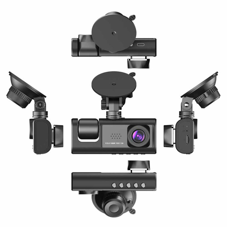 A1 3-lens Video HD Night Vision Car Driving Recorder, with Rear View Camera, A1