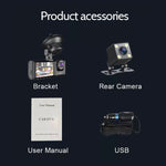 A1 3-lens Video HD Night Vision Car Driving Recorder, with Rear View Camera, A1