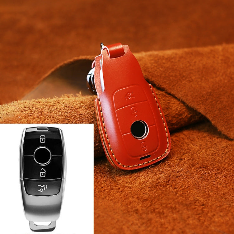 For Mercedes-Benz Colorful Edge Style Car Cowhide Leather Key Protective Cover Key Case, For Mercedes-Benz