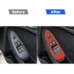 Car Carbon Fiber Main Driving Side Door Lift Control Decorative Sticker for Nissan 370Z / Z34 2009-, Right Drive Low-configured, Main Driving Side Lift Control, Right Drive
