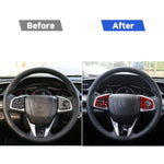 Car Carbon Fiber Steering Wheel Button High Configuration Decorative Sticker for Honda Tenth Generation Civic 2016-2019, Left and Right Drive Universal, Steering Wheel Button High Configuration