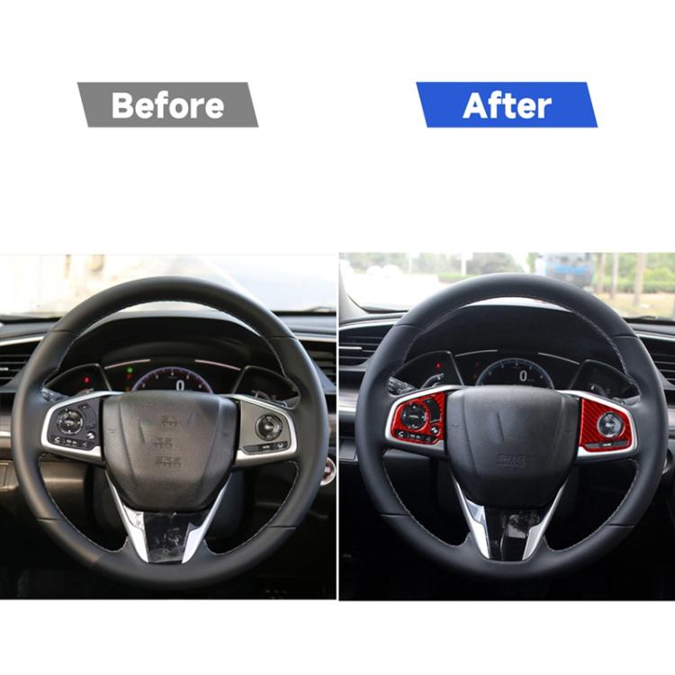 Car Carbon Fiber Steering Wheel Button High Configuration Decorative Sticker for Honda Tenth Generation Civic 2016-2019, Left and Right Drive Universal, Steering Wheel Button High Configuration