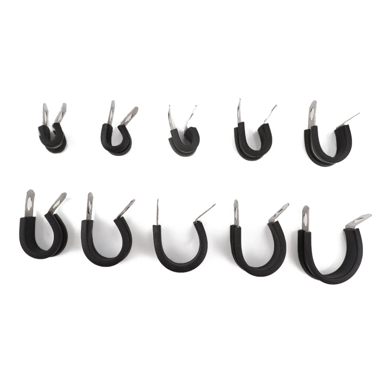 10 PCS Car Rubber Cushion Pipe Clamps Stainless Steel Clamps, Size: 15/8 inch (48mm), Size: 15/8 inch (48mm)