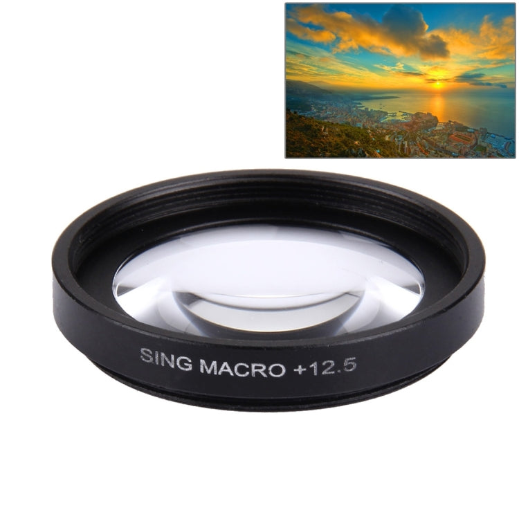 JUNESTAR Proffesional 37mm 12.5X Macro Lens Filter + Lens Protective Cap for GoPro & Xiaomi Xiaoyi Yi Sport Action Camera, 12.5X Macro Lens