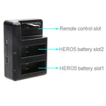 Dual Batteries Charger + Remote Control Charger with USB Cable for GoPro HERO7 Black /6 /5 (AHDBT-501), Batteries not included, Battery+Remote Control Charger