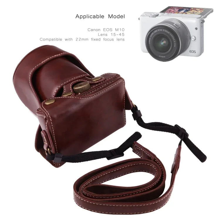 حقيبة جلد PU كاملة للجسم مع حزام لكاميرا Canon EOS M10، لـ EOS M10