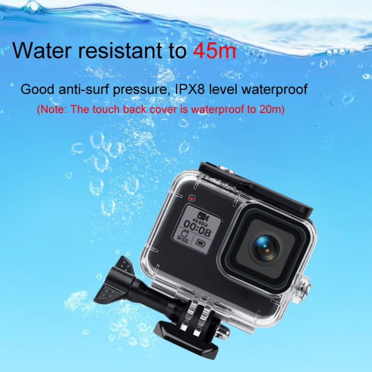 45m Waterproof Case + Touch Back Cover for GoPro HERO8 Black, Case + Touch Cover for GoPro8