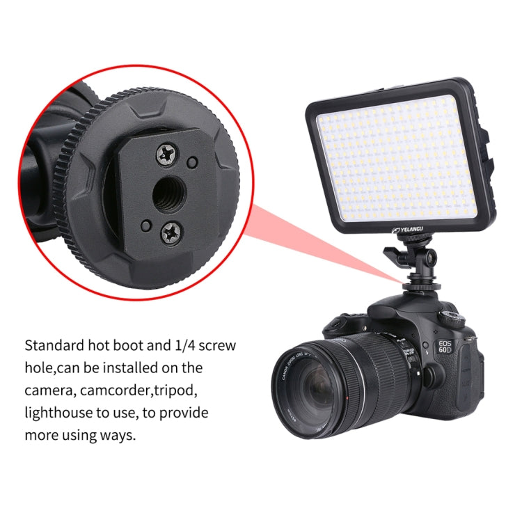YELANGU YLG0504B 204 LEDs 1000LM 3300-5600K No Polar Dimmable Studio Light Video & Photo Light for Canon, Nikon, DSLR Cameras, 204 LEDs