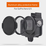 Housing Shell CNC Aluminum Alloy Protective Cage with Insurance Frame & 52mm UV Lens for GoPro HERO7 Black /6 /5, 52mm UV Black, 52mm UV Blue