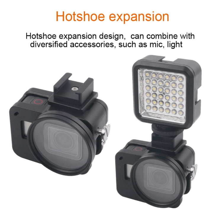 Housing Shell CNC Aluminum Alloy Protective Cage with Insurance Frame & 52mm UV Lens for GoPro HERO7 Black /6 /5, 52mm UV Black, 52mm UV Blue