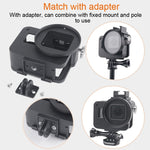 Housing Shell CNC Aluminum Alloy Protective Cage with Insurance Frame & 52mm UV Lens for GoPro HERO7 Black /6 /5, 52mm UV Black, 52mm UV Blue