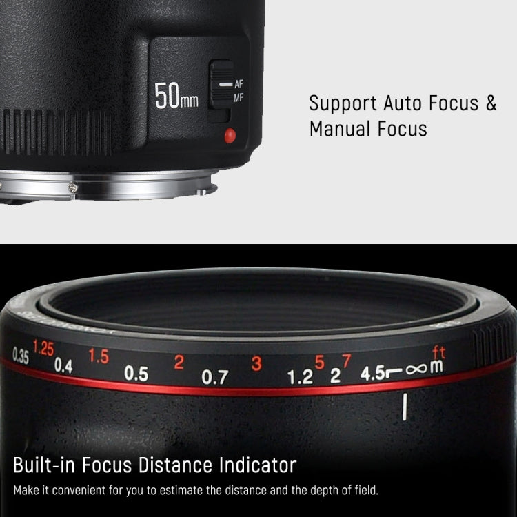 YONGNUO YN50MM F1.8C II F1.8 Auto Focus Lens for Canon EF Mount New Lens, YN50MM F1.8C II