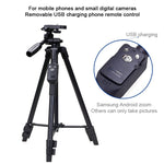YUNTENG VCT-5208RM Aluminum Magnesium Alloy Leg Tripod Mount with Bluetooth Remote Control & Tripod Head & Phone Clamp for SLR Camera & Smartphones, Height: 125cm, VCT-5208