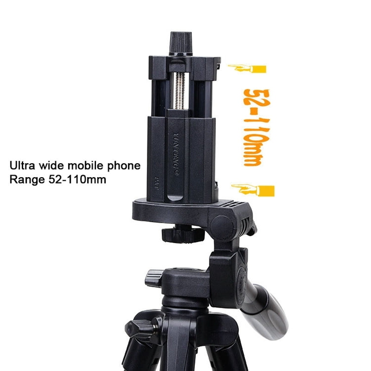 YUNTENG VCT-5208RM Aluminum Magnesium Alloy Leg Tripod Mount with Bluetooth Remote Control & Tripod Head & Phone Clamp for SLR Camera & Smartphones, Height: 125cm, VCT-5208