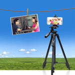 YUNTENG VCT-5208RM Aluminum Magnesium Alloy Leg Tripod Mount with Bluetooth Remote Control & Tripod Head & Phone Clamp for SLR Camera & Smartphones, Height: 125cm, VCT-5208