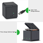 RUIGPRO USB Triple Batteries Housing Charger Box with LED Indicator Light for DJI OSMO Action 1, Charger Box