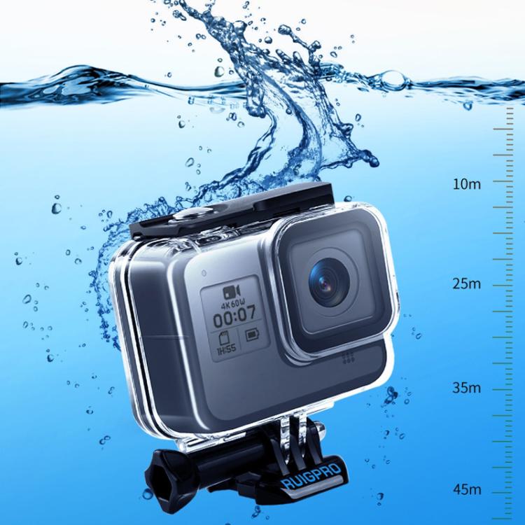 RUIGPRO for GoPro HERO8 Black 45m Waterproof Housing Protective Case with Buckle Basic Mount & Screw, RUIGPRO For GoPro HERO8 Black