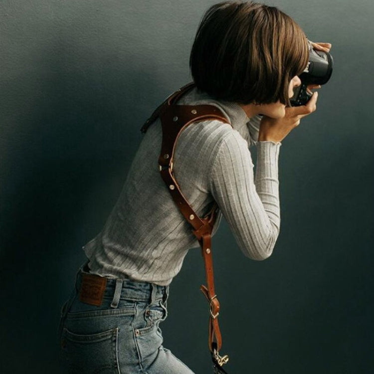 Quick Release Anti-Slip Shoulder Leather Harness Camera Strap with Metal Hook for SLR / DSLR Cameras (Left Shoulder), Left Shoulder, Right Shoulder