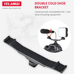 YELANGU YLG0702A Dual Cold Hot Shoe Mount Adapter Aluminum Alloy Extension Bracket, Dual Cold Hot Bracket