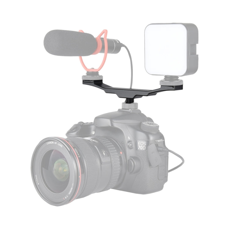 YELANGU YLG0702A Dual Cold Hot Shoe Mount Adapter Aluminum Alloy Extension Bracket, Dual Cold Hot Bracket