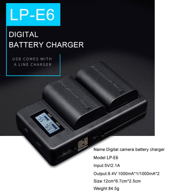 LP-E6 Digital Camera SLR Battery Digital LCD Charger for Canon Series, LP-E6