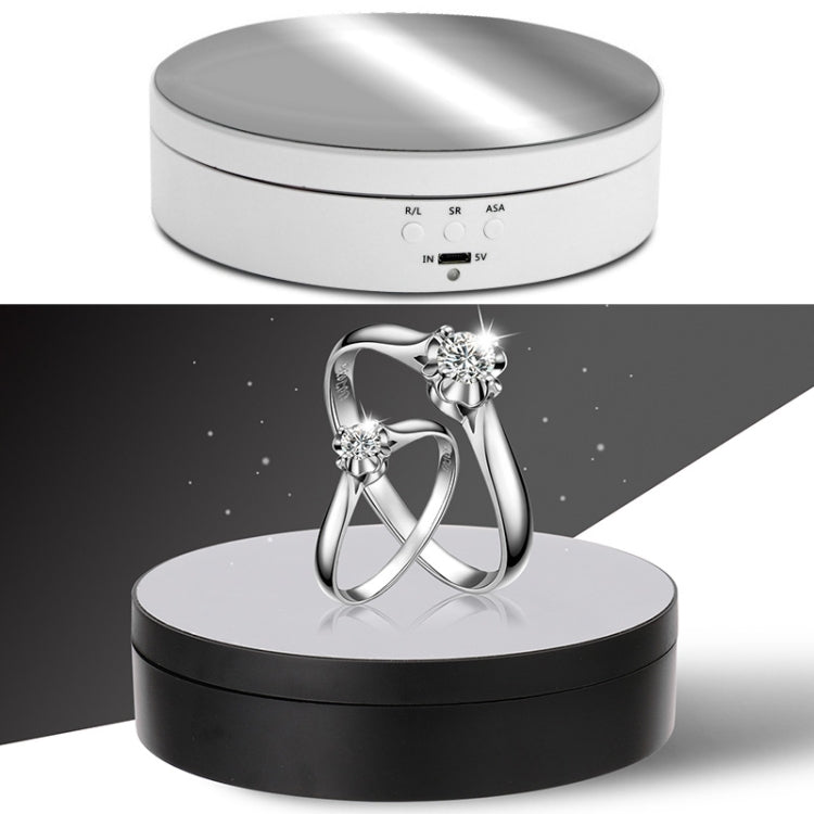 13.8cm Mirror Style USB Charging Smart 360 Degree Rotating Turntable Display Stand Video Shooting Props Turntable for Photography, Load 3kg, 13.8cm Mirror/Powered by USB(W)