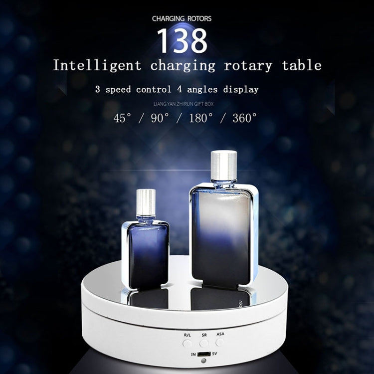 13.8cm Mirror Style USB Charging Smart 360 Degree Rotating Turntable Display Stand Video Shooting Props Turntable for Photography, Load 3kg, 13.8cm Mirror/Powered by USB(W)