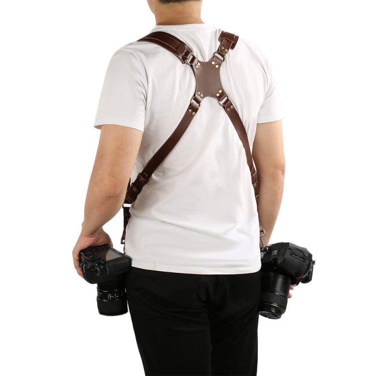 Quick Release Anti-Slip Dual Shoulder Leather Harness Camera Strap with Metal Hook for SLR / DSLR Cameras, Dual Shoulder(Brown), Dual Shoulder(Black)