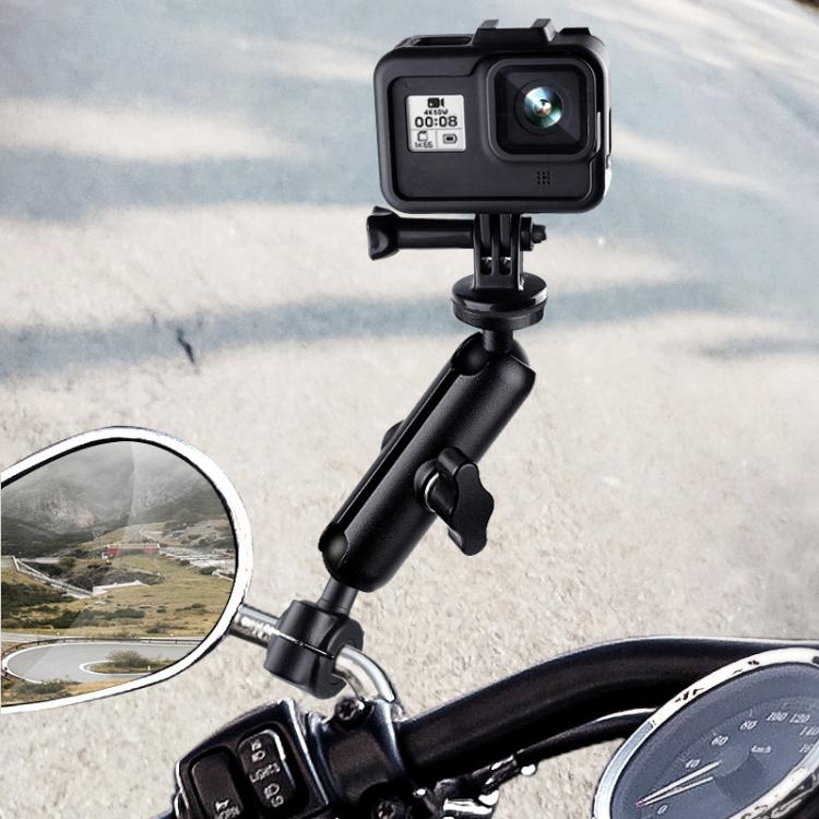 9cm Connecting Rod 20mm Ball Head Motorcycle Rearview Mirror Fixed Mount Holder with Tripod Adapter & Screw for GoPro, Insta360, DJI and Other Action Cameras, 9cm Connecting Rod Holder