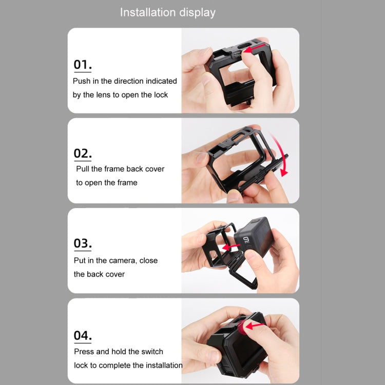 For GoPro HERO10 Black / HERO9 Black ABS Plastic Border Frame Mount Protective Case with Buckle Basic Mount & Screw, ABS Plastic Border Frame