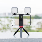YELANGU PC203 YLG1801C Vlogging Live Broadcast LED Selfie Light Smartphone Video Rig Handle Stabilizer Plastic Bracket Tripod Kits, PC203