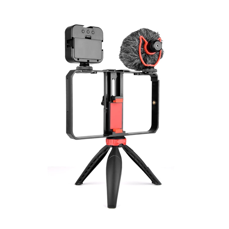 YELANGU PC204 YLG1801D Vlogging Live Broadcast LED Selfie Light Smartphone Video Rig Handle Stabilizer Bracket Kits with Microphone & Tripod, PC204