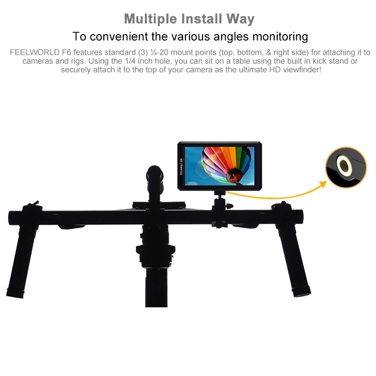 FEELWORLD F6 1920x1080 5.5 inch IPS Screen HDMI 4K Camera Field Monitor, F6