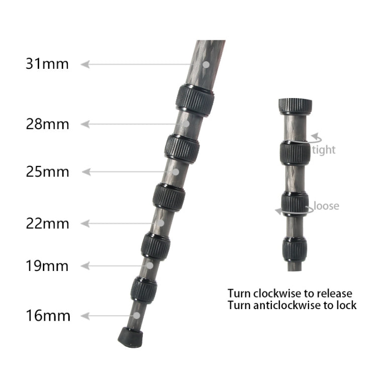 BEXIN P306C Portable Travel Outdoor DSLR Camera Carbon Fiber Monopod Holder, P306C