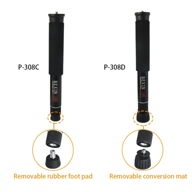 BEXIN P308D Portable Travel Outdoor DSLR Camera Aluminum Alloy Monopod Holder, P308D