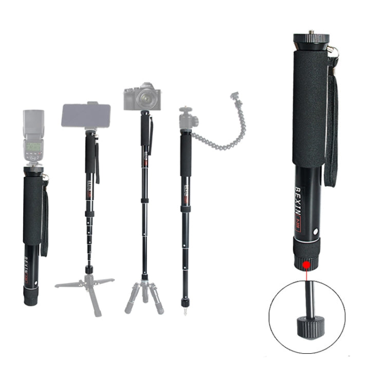 BEXIN P308 Portable Travel Outdoor DSLR Camera Aluminum Alloy Monopod Holder, P308