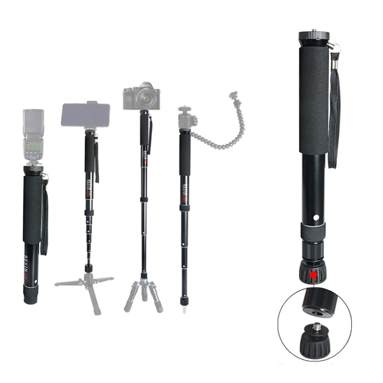 BEXIN P308B Portable Travel Outdoor DSLR Camera Aluminum Alloy Monopod Holder, P308B