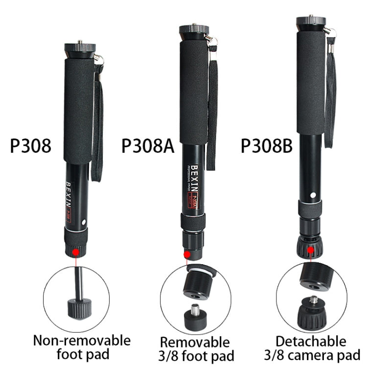 BEXIN P308B Portable Travel Outdoor DSLR Camera Aluminum Alloy Monopod Holder, P308B