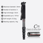 BEXIN MCS285 Portable Travel Outdoor DSLR Camera Carbon Fiber Monopod Holder, MCS285