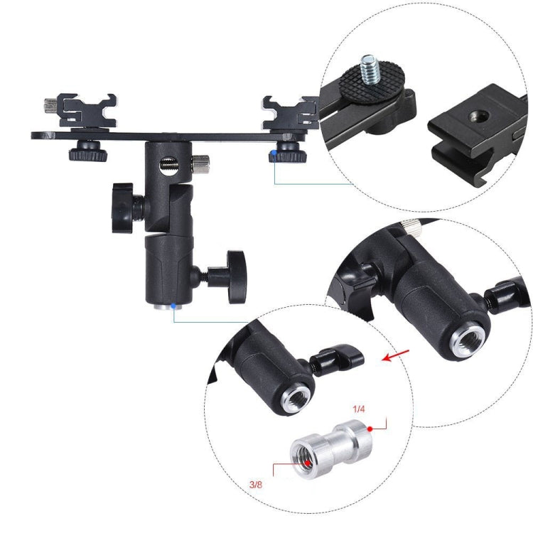 Double Hot Shoe Flash Stand Bracket, Double Hot Bracket