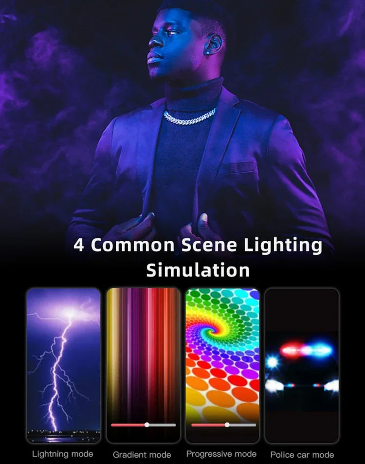 مصباح فيديو LED ملون RGB من LUXCeO مع تطبيق تحكم، درجة حرارة لون قابلة للتعديل، مقاوم للماء، ضوء تعبئة يدوي مع جهاز تحكم عن بُعد، P200 RGB