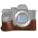 1/4 inch Thread PU Leather Camera Half Case Base for Sony ILCE-7RM4 / A7RM4 / A7R IV, For Sony ILCE-7RM4