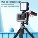 RUIGPRO for GoPro HERO10 Black / HERO9 Black Metal Border Frame Mount Protective Cage with Dual Cold Shoes Base, Silver Grey