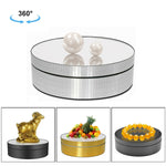 12cm 360 Degree Rotating Turntable Mirror Electric Display Stand Video Shooting Props Turntable, Load: 3kg, 12cm Mirror Sequins Gold, 12cm Mirror Sequins Silver