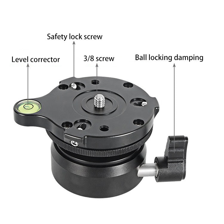 BEXIN DY-60N 3/8 inch Thread Dome Professional Tripod Leveling 360 Degree Panorama Head Base with Bubble Level & 3/8 inch Screw Adapter, DY-60N 3/8 inch