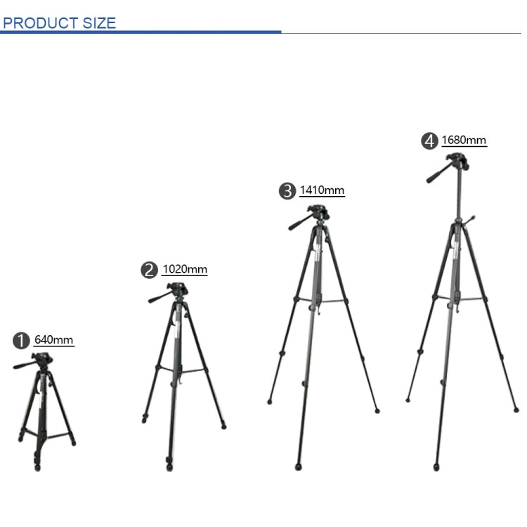 WeiFeng WT-3560 3-Section Folding Legs Live Broadcast Aluminum Alloy Tripod Mount, WT-3560