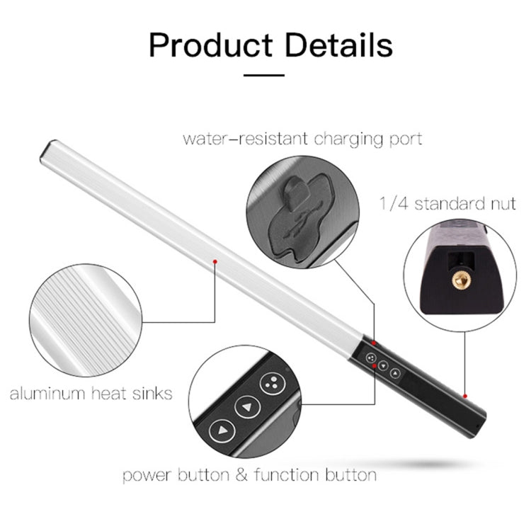 LUXCeO Q508A 8 Color Photo LED Stick Video Light Waterproof Handheld LED Fill Light Flash Lighting Lamp with Remote Control, Q508A